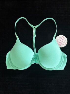 Undies Sz 34B Light Mint T-Back padded Push-Up Bra